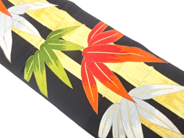 アンティーク　竹笹模様織り出し袋帯（材料）